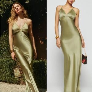 Reformation Olive Green Midi Dress